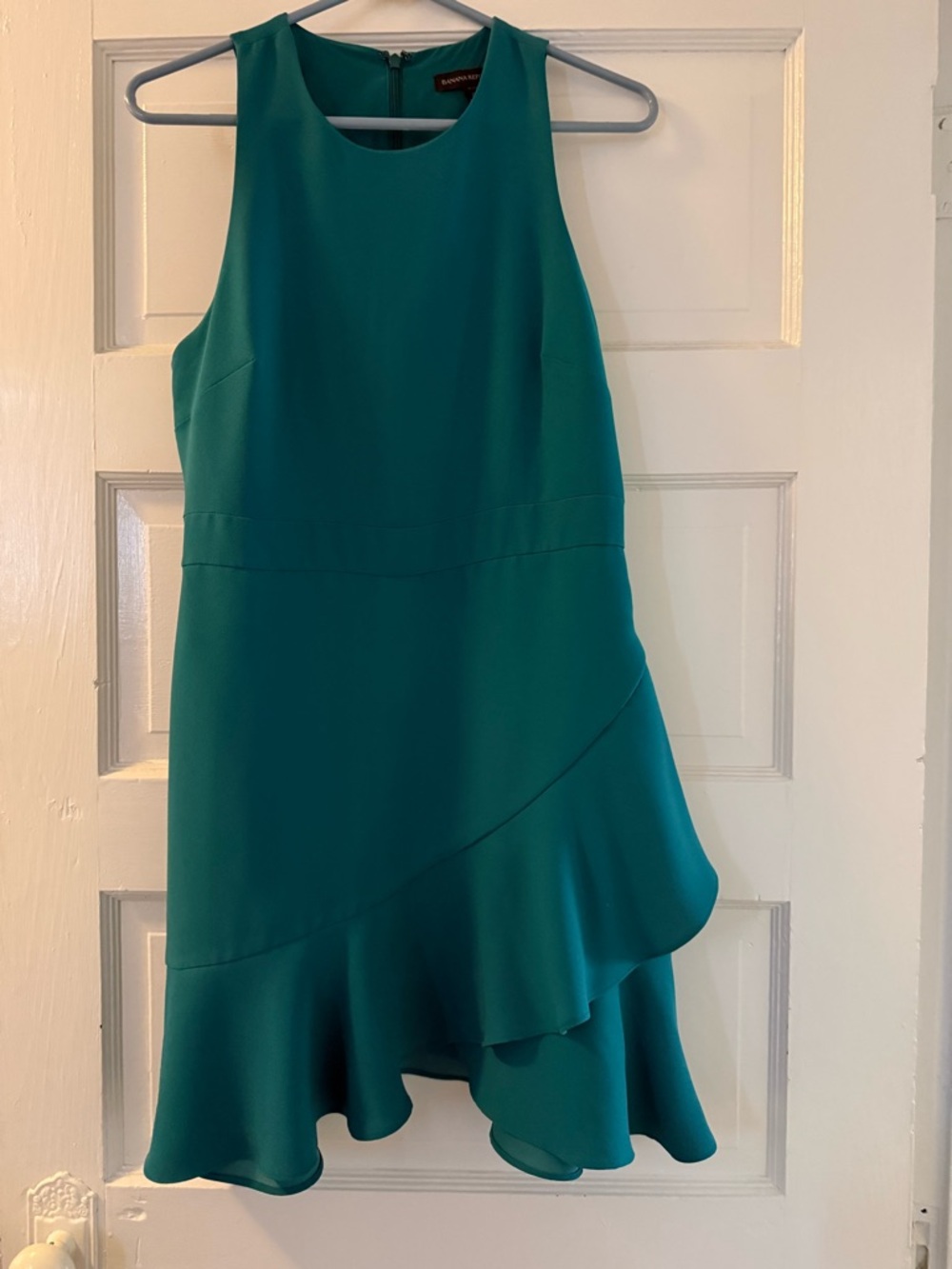 Banana Republic Teal Sleeveless Ruffle Hem Dress
